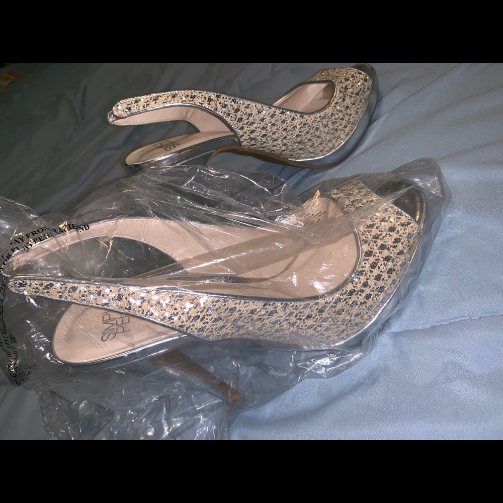 Shiny Slingback Wedding Heels